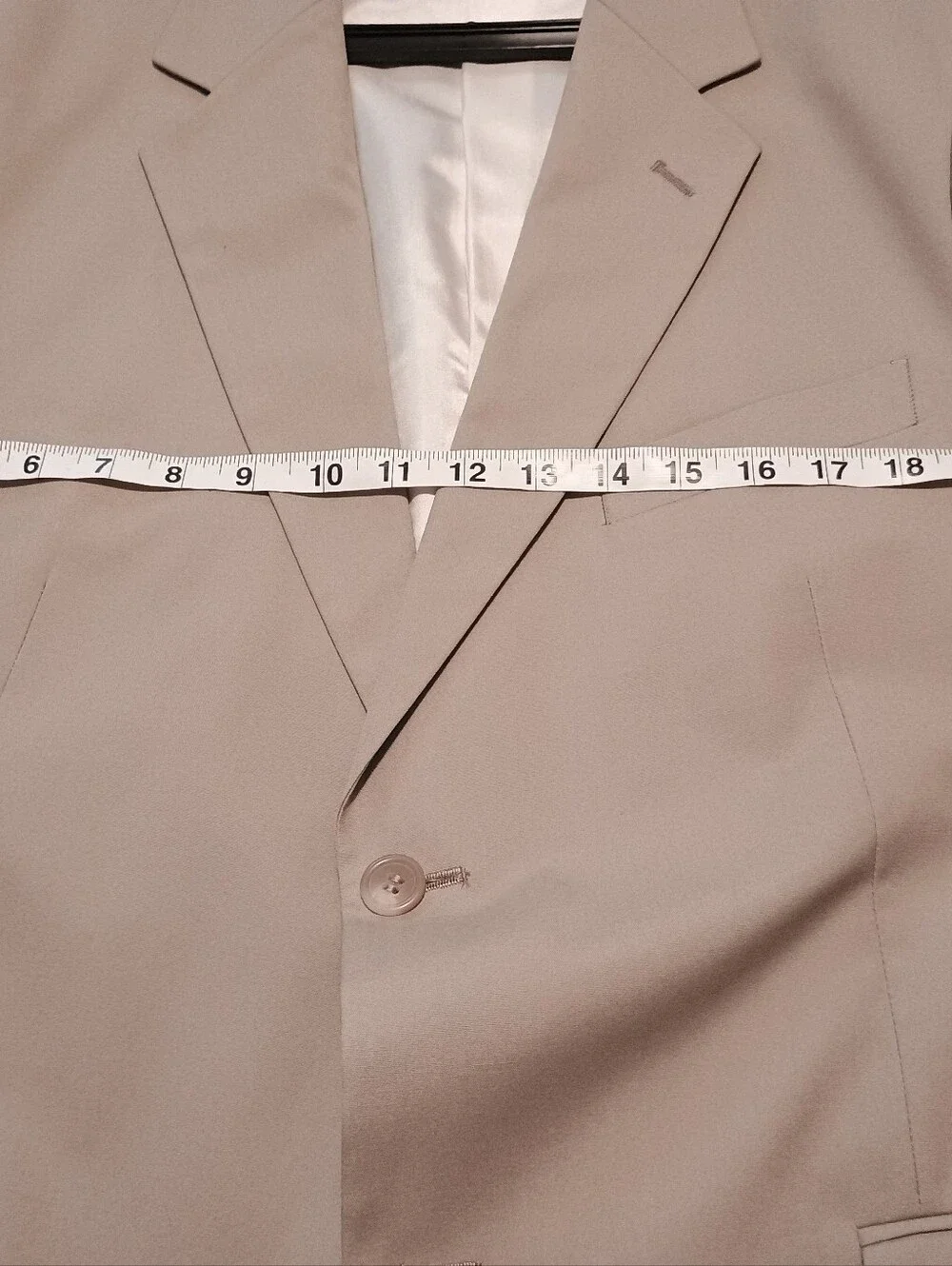 Tom Rich Classic Men's Light Beige Suit 44R Blazer 38R Pants Measurements in pic